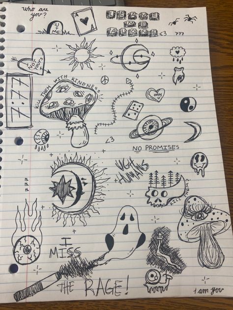 Doodle Art Creepy, Small Creepy Doodles, Weirdcore Drawings Sketch, Sketchbook Ideas Trippy, Doodle Pages Grunge, Creepy Doodles, Dark Doodles, Note Book Doodles Grunge, Monster Doodles Scary