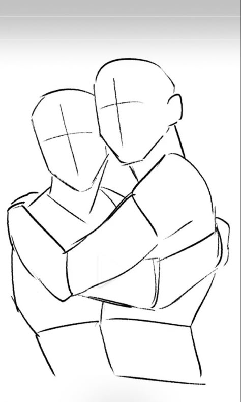 Person Hugging Another Person Drawing, Side Hug Pose Reference, Holding Each Other Reference, Pose Reference Hugging, Characters Hugging Reference, Side Hug Pose, Hugging Drawing Base, Ship Reference Drawing, Hug Art Reference