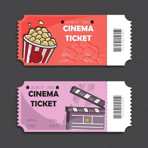 Vektor kostenlose vector kinokarten | Premium Vector #Freepik #vector #film-festival #kino #filmkamera #film-symbol Movie Night Tickets Free Printable, Cinema Ticket Printable, Movie Tickets Printable, Cinema Ticket Design, Movie Ticket Design, Movies Ticket, Movie Ticket Template, Ticket Cinema, Open Air Kino