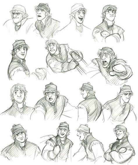 Frozen | Kristoff Disney Expressions, Mouth Cartoon, Disney Character Sketches, Character Design Disney, Expression Sheet, Character Design Cartoon, Jin Kim, 얼굴 드로잉, Cat Ideas