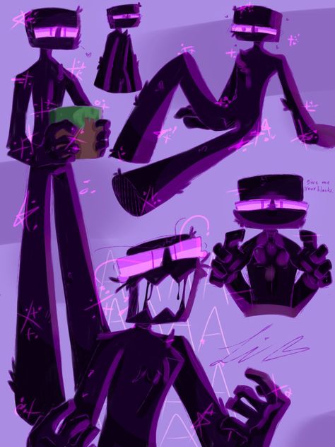 Enderman Fanart Cute, Endermen Fan Art, Minecraft Enderman Art, Skulk Minecraft, Ender Dragon Fanart, Human Enderman, Minecraft Enderman Fanart, Enderman Pfp, Enderman Drawing