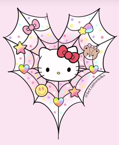 Petit Tattoo, Anime Goth, Hello Kitty Tattoos, Charmmy Kitty, Kawaii Tattoo, Kitty Drawing, Hello Kitty Drawing, Hello Kitty Backgrounds, Hello Kitty Art