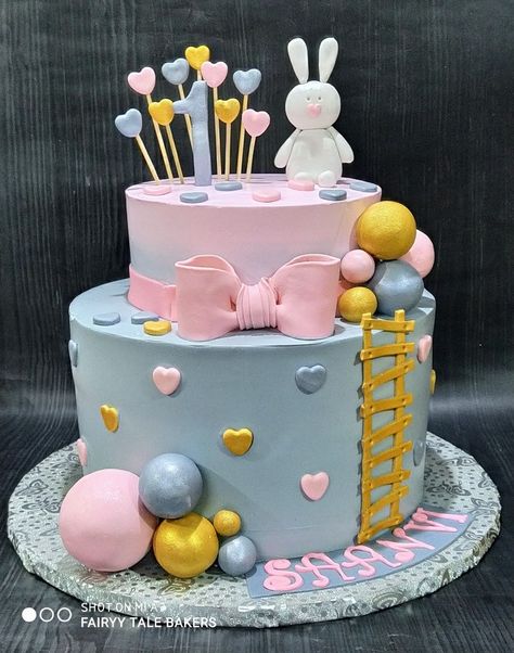 Two Floor Cake, Cake For Birthday, 2 Tier Cake, Designer Cakes, Tier Cake, 1st Birthday Cake, Anniversary Cake, Girl First Birthday, Girl Cakes