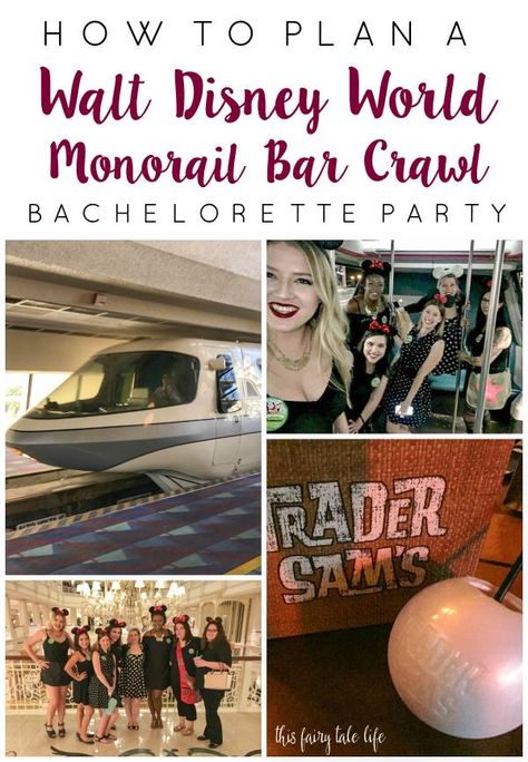 Disney Bachelorette Party Idea: Monorail Bar Crawl at Walt Disney World Orlando Bachelorette Weekend, Bachelorette Party Themes Disney, Orlando Bachelorette Party, Disney Bachelorette Party Ideas, Disney World Bachelorette Party, Epcot Bachelorette Party, Disney Hen Party Ideas, Monorail Bar Crawl, Disney World Bachelorette