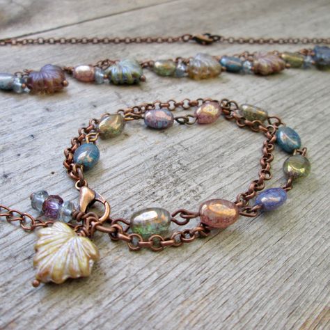 Bead Bracelet - Adjustable Bracelet - Autumn Bracelet - Mixed Maple Series - Gift for Friend Autumn Bracelet, Diy Bracelet Designs, Lake Forest, Homemade Jewelry, Metallic Blue, Gift For Friend, Bead Caps, Boho Bracelets, Jewelry Projects