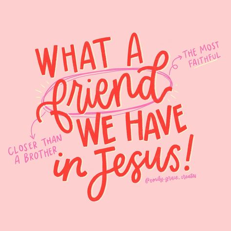 I’m so thankful for the friend we have in Jesus!! Proverbs 18:24 says, “… but there is a friend who sticks closer than a brother.” He is there at any moment - ready to comfort, provide, celebrate & so much more! It’s hard to wrap our brains around the fact that He’s always with us and will never leave or forsake us. But He is faithful & true. No one compares to Him!! ❤️ #FriendInJesus #FaithfulFriend #Jesus What A Friend We Have In Jesus, Jesus Is My Friend, God Is With Us, He Is Faithful, Christian Graphics, Mom Prayers, Cute Bibles, Thankful For Friends, Christian Things