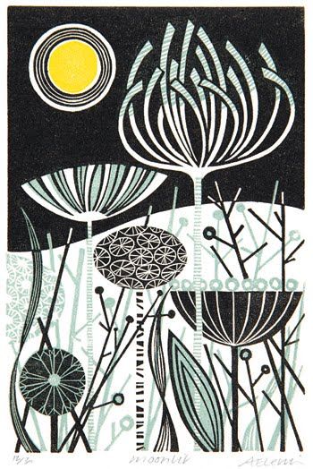 grounded design: Botanicals for the Green Revolution: The Prints of Angie Lewin Angie Lewin, Linocut Printmaking, Dandelion Designs, Seed Heads, Linocut Art, Wood Engraving, Lino Print, Woodblock Print, Linocut Prints