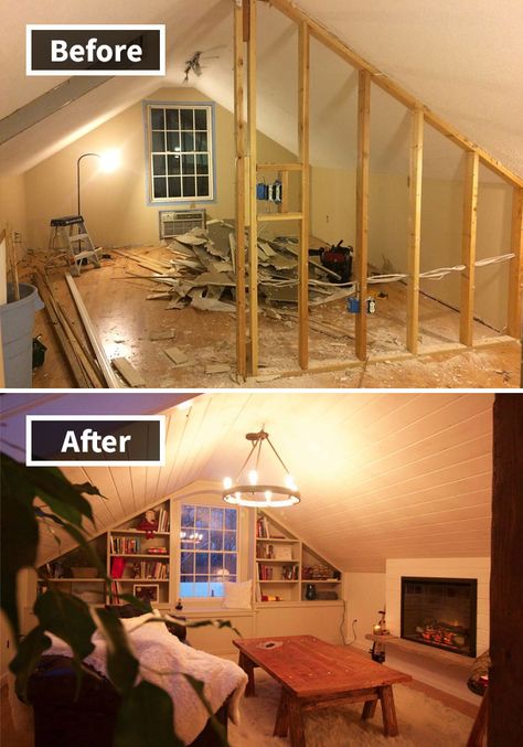 Now, with Youtube videos for guidance, DIY has never been easier and more available to everyone. Of course, there are still certain areas where a professional Small Attic Renovation, Attic Makeover, Attic Renovation Ideas, Attic Lighting, Finished Attic, Modern White Bathroom, Attic Playroom, Small Attic, Attic Conversion