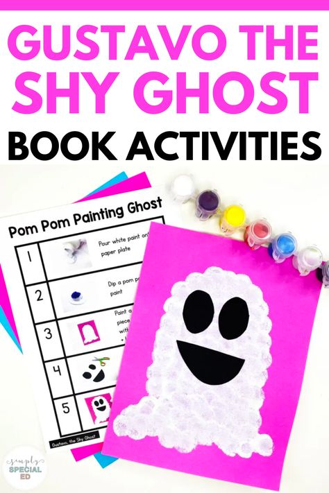 Have you added Gustavo the Shy Ghost to your classroom library? This Halloween picture book is about having the courage to make new friends. Today, I’m sharing 5 adapted activities for special education for this read aloud. This book companion activities can be used during literacy whole group, literacy small groups, and independent stations. Story maps, vocabulary activities, reading comprehension activities, and a visual craft are all differentiated for your special education students. Ghost Books For Kids, Halloween Special Education Activities, Gustavo The Shy Ghost Activities, Special Education Reading Activities, Gustavo The Shy Ghost, Prek Lessons, Activities For Halloween, Spooky Science, Special Education Reading