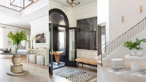 'Quiet luxury' has seeped into interiors, and designers say the entryway is where you should be embracing this trend Dramatic Foyer Ideas Entryway, Architectural Digest Entryway, Entry Designs For Home, Large Foyer Ideas Entryway Modern Luxury, Parisian Foyer, Foyer Ideas Entryway Modern Luxury, Luxury Entrance Design, Elegant Entryway Ideas Luxury, Large Foyer Ideas Entryway