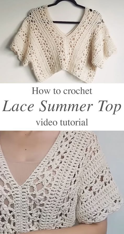 Crochet Lace Summer Top: A Beginner-Friendly Tutorial Crochet Lace Blouse Pattern, Crochet Lace Shirt Free Pattern, Free Shirt Crochet Patterns, Crochet Filet Top Pattern Free, Crochet Tshirts Women, How To Sew Crochet, Crochet Free Patterns Top, Crochet Tunic Top, Blouse Crochet Pattern Free