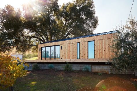 A Prefab Tiny Home Takes Root in a Northern California Vineyard - Dwell 500 Sq Ft House, California Vineyards, One Bedroom House, Cedar Cladding, Backyard House, Cabin Exterior, Cedar Siding, Norm Architects, Exterior Siding