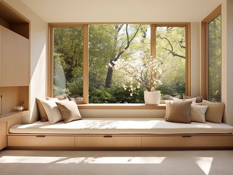 Ashleigh Cochran | Oarhaus Principal + VDA (@oarhaus) • Instagram photos and videos Window Seating Storage, Sofa Next To Window, Sofa Seat, Window Sofa Bedroom, Japanese Sofa Design, Japandi Daybed, Window Sofa, Daybed Living Room Ideas, Window Seating