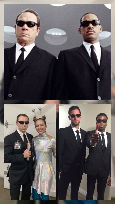 Men in Black Halloween costume 2022 Costume Party Ideas Outfits Men, Men In Black Trunk Or Treat, Men In Black Spirit Day, Men Duo Halloween Costumes, Men In Black Group Costume, Halloween Costumes 2022 Men, Men Customes Halloween, Black Men Halloween Costumes Ideas, Men In Black Couples Costume