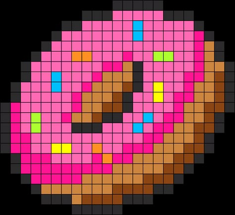 Sprinkles Donut Perler Perler Bead Pattern / Bead Sprite Pixel Art Minecraft, Image Pixel Art, Modele Pixel Art, Fuse Bead Patterns, Art Perle, Perler Bead Templates, Graph Paper Art, Bead Sprite, Hama Beads Patterns