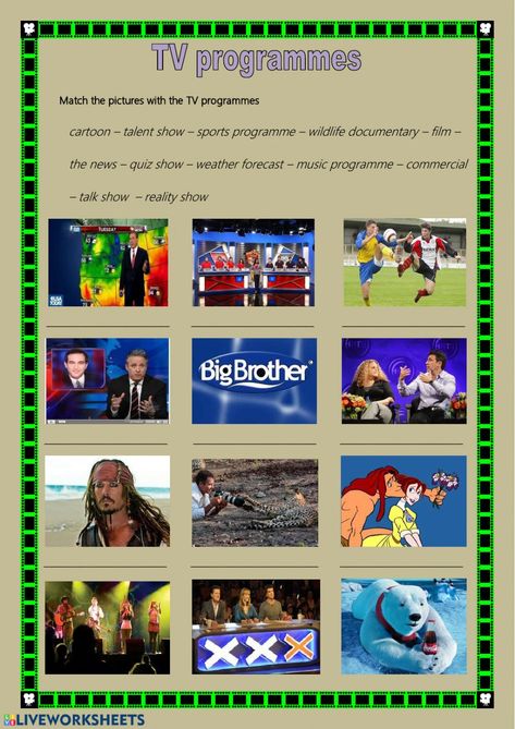 TV programmes: TV programmes and shows exercise English Ideas, Tv Program, English As A Second Language (esl), English As A Second Language, British Tv, 90s Nostalgia, Talent Show, School Subjects, Documentary Film