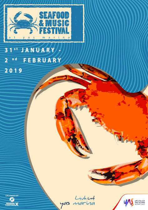 Seafood & Music Festival 2019 debuts in Yas Marina, Abu Dhabi Seafood Advertising Design, Sea Festival Poster, Seafood Festival Poster, Fish Poster Design Ideas, Beach Party Graphic Design, Seafood Graphic Design, Food Festival Poster Design Ideas, Seafood Poster Design, Fish Packaging Design