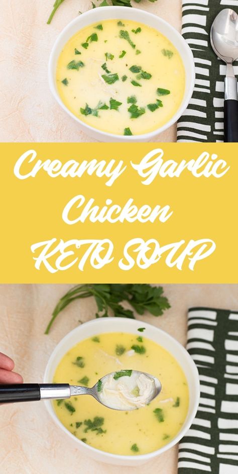 Shredded Chicken Keto, Shredded Chicken Soup, Low Carb Chicken Soup, Keto Chicken Soup, Chicken Keto, Creamy Chicken Soup, Creamy Garlic Chicken, No Carb Recipes, Keto Soup