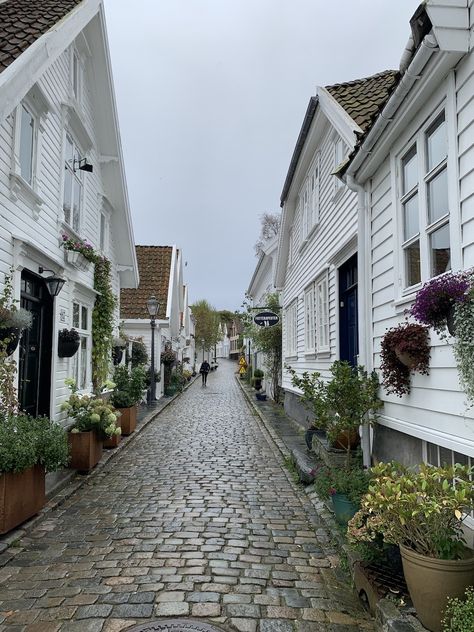 Old town, Stavanger, Norway #travel #oldtown #wooden #house #white Stavanger Norway Aesthetic, Kristiansand Norway, 1800s House, Stavanger Norway, Norway House, Money Flowers, Stavanger, Northern Europe, Norway Travel