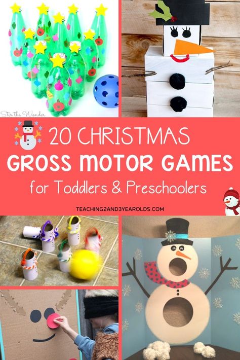 Christmas gross motor games are perfect for the holidays when your kids have lots of energy to burn. Would be fun for a party, too! #Christmas #holidays #largemotor #grossmotor #games #action #fun #kids #preschool #age3 #age4 #teaching2and3yearolds Large Group Sensory Activities, Christmas Gross Motor, Muscle Activities, Steam Crafts, Gross Motor Games, Christmas Curriculum, Preschool Christmas Games, Preschool Christmas Party, Simple Art Activity