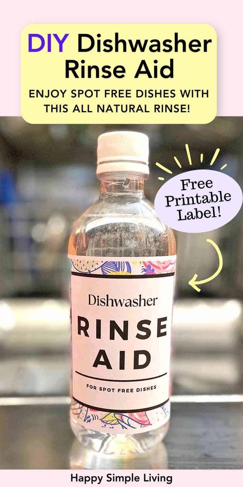 Enjoy spot free dishes and no harmful chemicals with this easy, inexpensive recipe for homemade dishwasher rinse aid. Dishwasher Rinse Aid, Diy Detergent, Detergent Recipe, Hard Water Spots, Diy Home Cleaning, Commercial Dishwasher, Homemade Cleaning Products, Natural Cleaners, Toxin Free