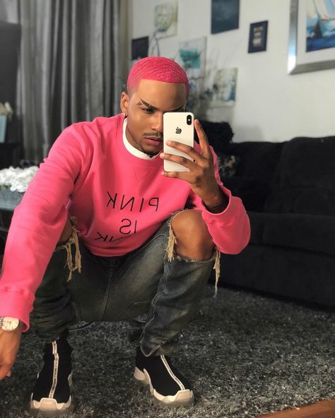 pintrest/babylaaa Black Men Hair Colour, Waves Hairstyle Men, Boys Colored Hair, Men Blonde Hair, Black Hair Cuts, Light Purple Hair, Dyed Hair Men, Hot Pink Hair, Mens Hair Colour