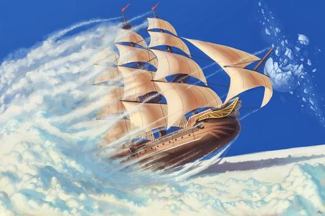 Ship Wallpaper, Wallpaper For Windows, Airship Art, Flying Ship, Mac Notebook, Steampunk Airship, Anime Places, Hidden Truths, Underwater Art