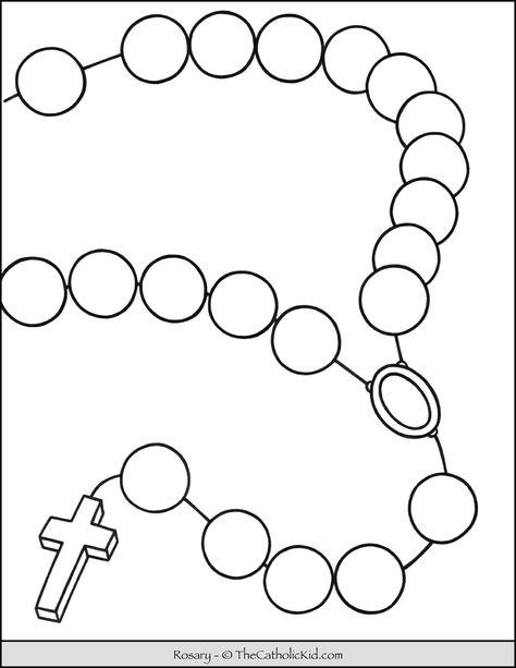 Large Rosary Coloring Page - TheCatholicKid.com Free Rosary Printables, Rosary Coloring Page Printables, Rosary Drawing Easy, Rosary Outline, Rosary Coloring Page, Catholic Drawings, Rosary Drawing, Prayer Cloth, Catholic Lent