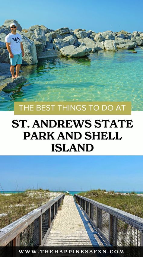 photos of St. Andrew State Park jetty, Shell Island boardwalk Shell Island Panama City, Panama City Beach Florida Restaurants, Hiking In Florida, Beach Road Trip, Shell Island, Florida Parks, Florida Camping, Florida Travel Guide, Panama City Florida