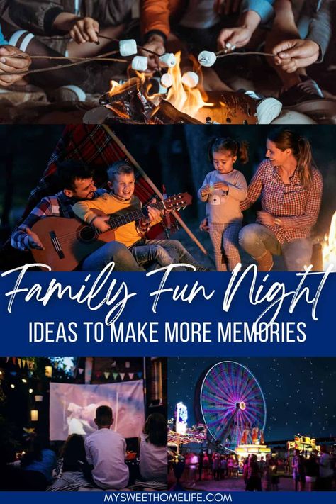 Wanting to make memories and build connection as a family? Try these family fun night ideas you can do at home or out and about- there's one idea for each week of the year! Indoor Family Fun Night Ideas, Family Fun Night Ideas, Family Night Activities, Family Night Ideas, Become Financially Independent, Date Activities, Photo Scavenger Hunt, Family Fun Ideas, Backyard Movie Nights