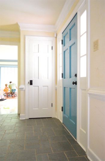 Painting The Back Of Your Front Door A Bold Color (give it a try!) Paint Inside Of Front Door, Interior Front Door Color, Inside Of Front Door, Interior Front Door, Interior Design Courses Online, Black Interior Doors, Over The Couch, Young House, Interior Design Courses