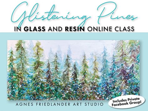 "GLISTENING PINES in Glass and Resin Online Class, Learn to make a Glass Art Collage Wall Decor, Self Paced Art Lesson, Downloadable PDF Tutorial with A Private Facebook group. Acrylic Painting | Glass Collage | Resin | Mixed Media Collage | Build a Wood Pallet | PDF instant download | Private Facebook group ABOUT THIS CLASS: Aggie will show you step-by-step how to make her GLISTENING PINES in Glass and Resin. There are 4 video tutorials (1.5 hours of video) with a 5 page PDF workbook file conta Make Wall Art, Broken Glass Crafts, Painting Lesson, Wall Collage Decor, Fused Glass Artwork, Mixed Media Art Canvas, Making Glass, Sea Glass Crafts, Painting Art Lesson