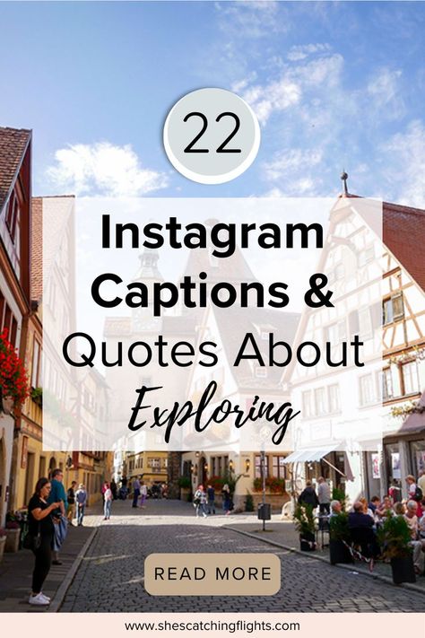 🌍✨ Fuel your wanderlust with these 22 inspiring captions and quotes about exploring. 📸 Whether you're trekking through nature or navigating city streets, let your adventures be guided by these words. 🗺️ Elevate your Instagram game and infuse your travel stories with the spirit of exploration. Ready to dive into the world? Read more on our blog now! 📖✈️#ExploreMore #AdventureQuotes #WanderlustVibes #SheIsCatchingFlights #ExploreTheWorld Quotes About Exploring, Inspiring Captions, Catching Flights, City Quotes, Catch Flights, Travel Captions, Explore City, Story Quotes, Story Of The World