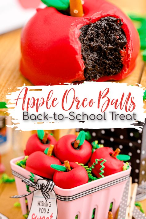 Apple Oreo Balls, Oreo Dipped In Chocolate, Apple Balls, Oreo Ball, Fondant Leaves, Oreo Balls Recipe, Crushed Oreo, Oreo Cookie Balls, Dessert Truffles