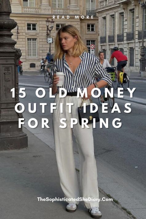 Step into timeless elegance this spring with these 10 Old Money outfit ideas! 🌸✨ From tailored blazers to chic neutrals, master the quiet luxury aesthetic with effortless sophistication. Save this for your next classy look! 💼👗 #OldMoneyStyle Quiet Luxury Aesthetic, Old Money Outfit Ideas, Old Money Outfit, Money Outfit, Structured Bag, Timeless Classic Style, Crisp White Shirt, Luxury Aesthetic, Old Money Style