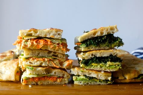 Focaccia Sandwiches for a Crowd // Avocado & Crispy Kale and Hummus, Cucumber + Pickled Carrots Sandwich Picnic, Focaccia Sandwiches, Sandwiches For A Crowd, Smitten Kitchen Recipes, Sandwiches For Dinner, Peasant Bread, Roast Beef Sandwich, Peanut Butter Cup Cookies, Walnut Pesto