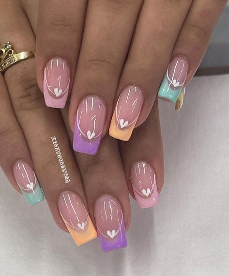 46 Cute Acrylic Nail Designs You’ll Want to Try Today | Summer Nails 2023 Acrylic Nail Designs Spring 2023, Spring Nails Coffin Acrylic, Nails With Design Ideas, Spring Nails Coffin, Rainbow Nails Design, Nagellack Trends, Manicure Nail Designs, Spring Acrylic Nails, Fancy Nails Designs