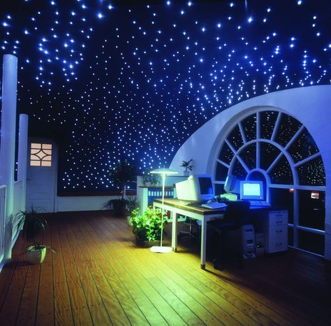 Starry ceiling using fiberoptics.  I have always wanted to do this if I have a little boy! Star Lights Bedroom, Blue Fairy Lights, Starry Ceiling, 3d Stars, Moon Stickers, Wall Room Decor, Star Ceiling, Fairy Lights Bedroom, Kids Rooms Diy