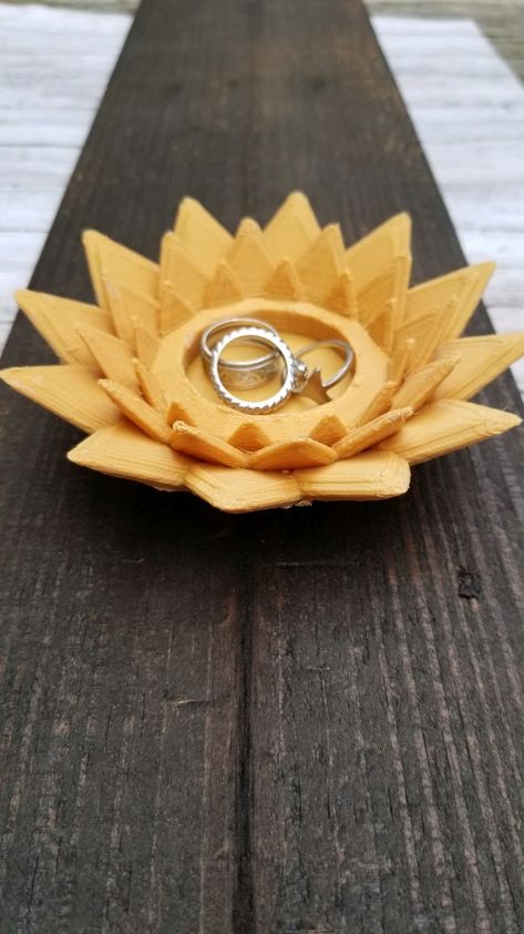 Find this beautiful dish 3D printed at Flymeawaycreations Etsy shop 3d Printed Wedding Ideas, Lotus Flower Ring, 3d Printing Projects, Night Wedding, Print 3d, Beautiful Dishes, Wedding Night, Ring Dish, Fall Flowers