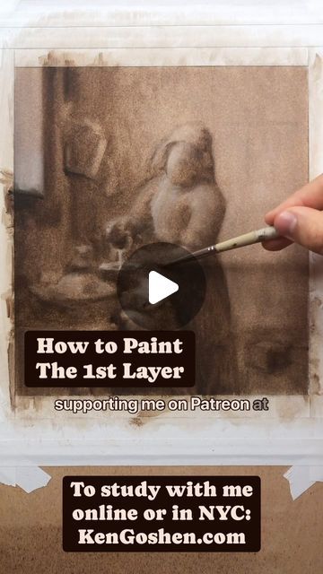 Ken Goshen on Instagram: "A demonstration of the underpainting process. This is one of the most effective and important techniques in painting. Hope you find it useful! ⚡️" Oil Painting Tricks, Oil Painting Advice, Underpainting Oil Painting Techniques, Thinning Oil Based Paint, Underpainting Oil, Cleaning Oil Paintings, March 17, Find It, Instagram A