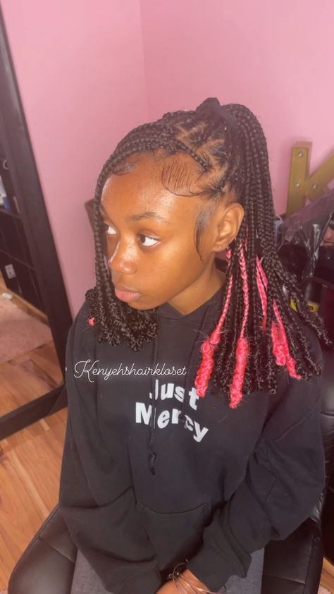 Barrel Knotless Braids, Barbie Ponytail With Braids, Barbie Ponytail Braids, Braids With Barrel Ends, Barrel Braids, Barbie Pony, Black Hair Protective Styles, Hair Braid Designs, Barbie Ponytail