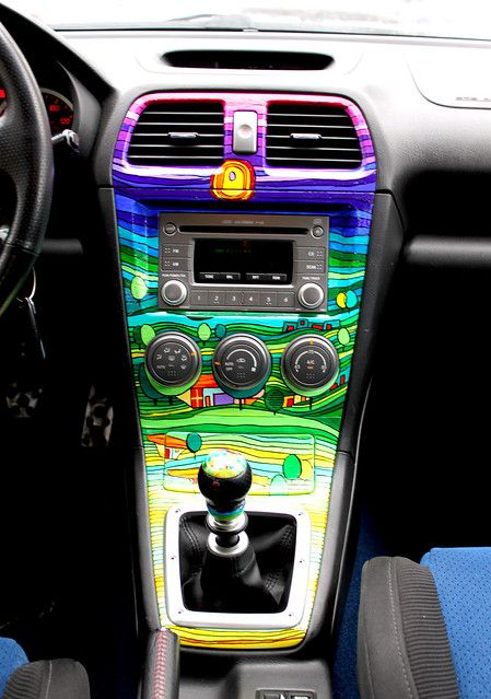 subaru sti interior | painting | Mariya Kulakova | Flickr Stickers Inside Car, Car Interior Paint, Car Aesthetic Inside, Inside Car Ideas, Inside The Car Aesthetic, Jetta A4, Car Interior Diy, Hippie Car, Car Things