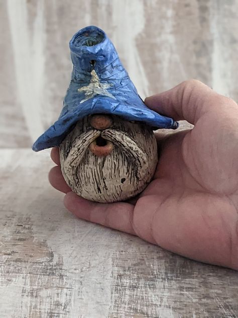 Backflow Incense Burner Diy, Whimsical Wizard, Wizards Hat, Blue Wizard, Clay Projects For Kids, Backflow Burner, Clay Christmas Decorations, Clay Fairy House, Polymer Clay Fairy