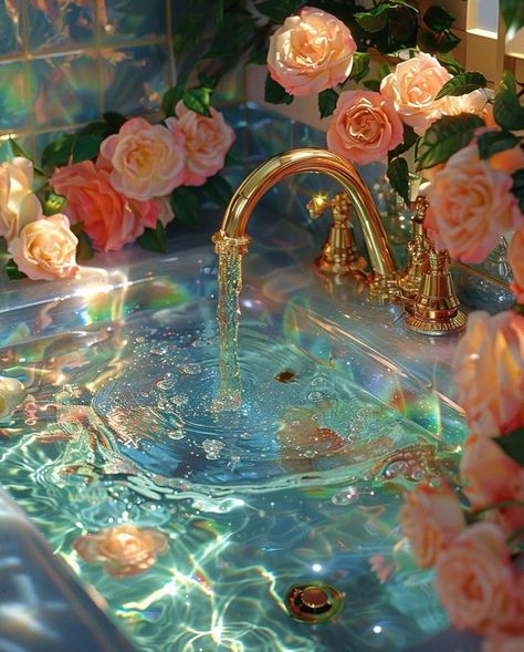 Roses In Water, Flower Core, Pretty Water, Roses Aesthetic, Vintage Photo Editing, Rosé Aesthetic, Starbucks Recipes, Phone Design, Anime Music