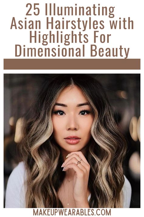 Asian Hairstyles With Highlights Asian Long Face Hairstyles, Highlighted Asian Hair, Highlights For Asian Hair Black, Fall 2024 Hair Trends Asian, Asian Copper Hair Balayage, Hair Highlights For Asian Women, Asian Hair With Blonde Highlights, Asian Blonde Highlights Balayage, Asian Hair Colour Ideas