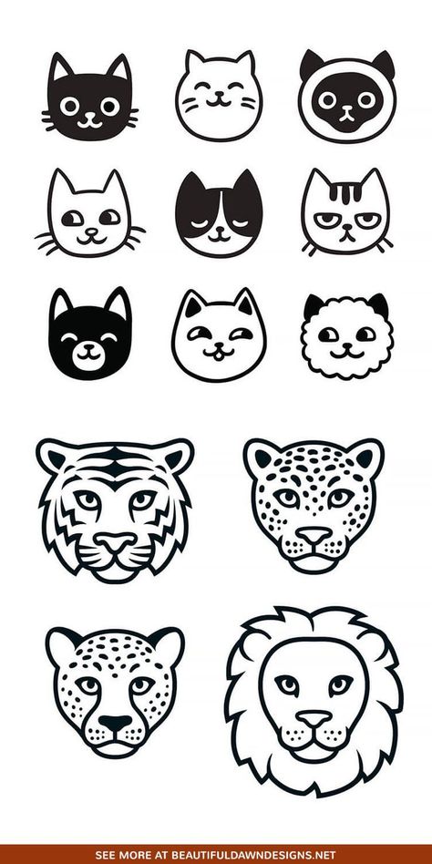 Simple Leopard Drawing, Animal Faces Drawing, Leopard Drawing Easy, Tiger Drawing Simple, Tiger Drawing Easy, Easy Tiger Drawing, Tiger Doodle, Tiger Face Drawing, Leopard Doodle