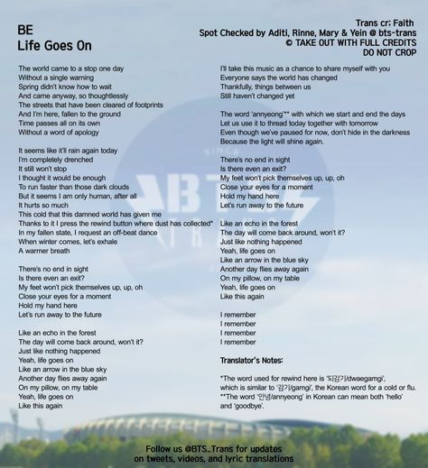 Life goes on lyrics Life Goes On English Lyrics, Life Goes On Lyrics, Bts Meaning, Songs With Meaning, Lyrics Meaning, Bts Songs, Bts Lyrics, Go For It Quotes, Bts Song Lyrics