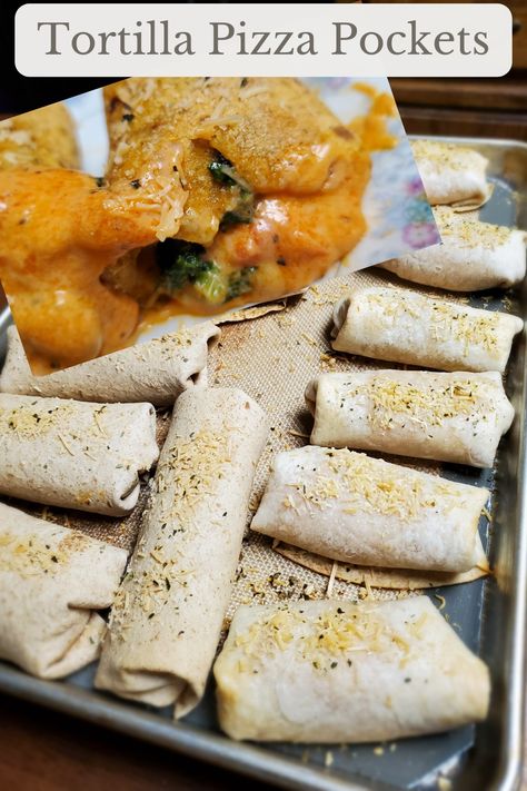 Pizza pockets made with tortillas that can be frozen for a quick meal anytime during the week. Tortilla Pizza Pockets, Kid Foods, Spinach Tortilla, Tortilla Shells, Pizza Pockets, Sausage Spaghetti, Tortilla Pizza, Hot Pockets, String Cheese