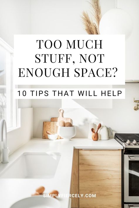 Too much stuff and not enough space? These organising and decluttering tips will help you maximise your space and achieve clutter-free living. Too Much Stuff, Minimalist Closet, Decluttering Tips, Minimalism Lifestyle, Getting Rid Of Clutter, Small Space Organization, Free Living, Declutter Your Home, Home Organization Hacks