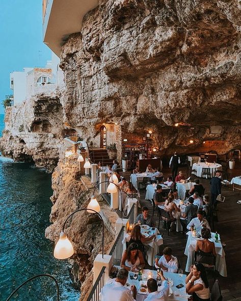 Inspirato on Instagram: “Table for two at @ristorantegrottapalazzes, please. 🥂 This stunning restaurant—nestled within an oceanfront cave just off the dramatic…” Grotta Palazzese, Cave Restaurant, Natural Cave, Beautiful Travel Destinations, Southern Italy, A Celebrity, Future Travel, Most Romantic, Puglia